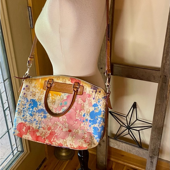 💕DOONEY AND BOURKE LEATHER VANESSA PAINT SPLATTER SATCHEL/CROSSBODY💕 - Picture 2 of 15